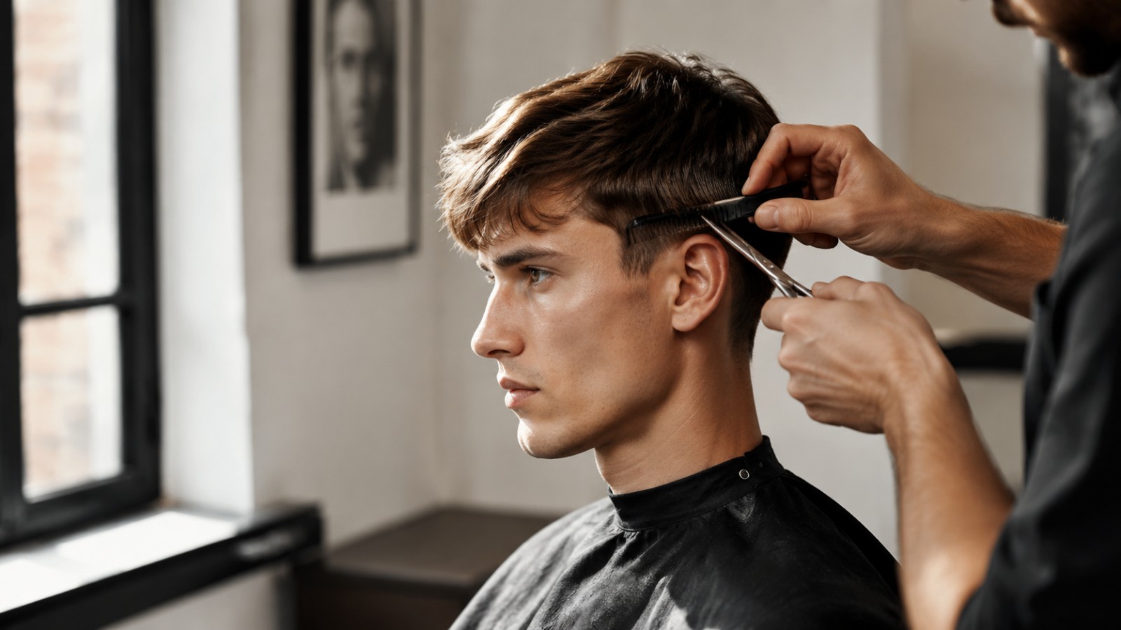 Preserving hair weight around the parietal ridge is what visually widens a long face.