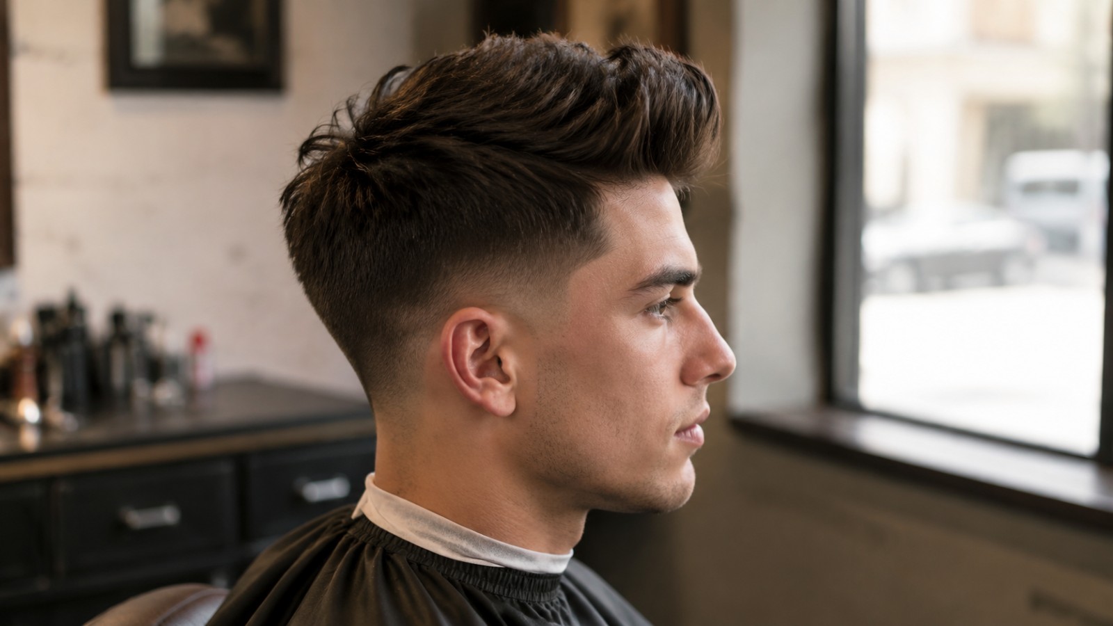 Height concentrated at the front and short sides — the combination that lengthens a round face.