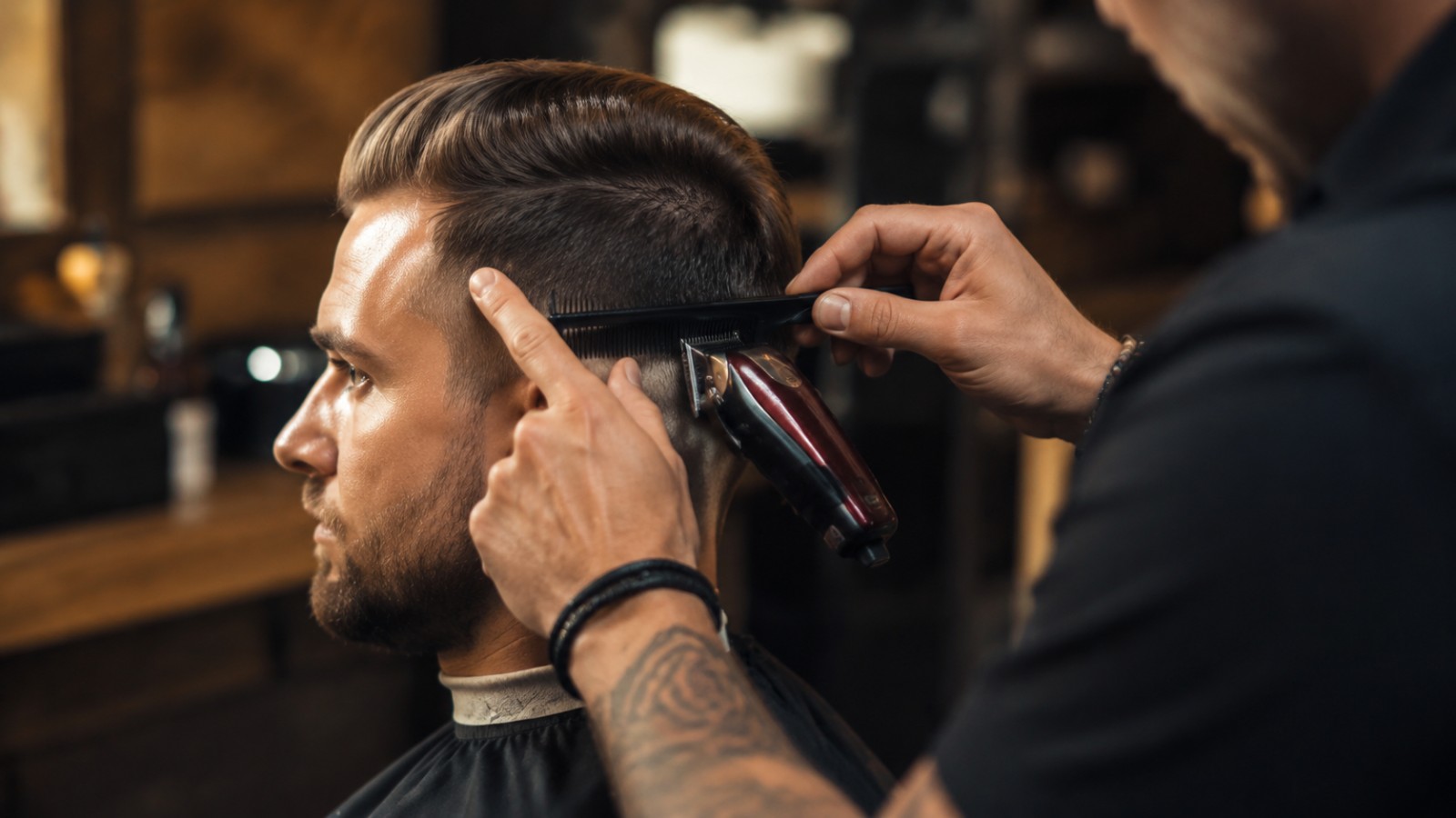 Das Verblenden per Clipper-over-Comb-Technik beweist echtes Können – achte beim Probetermin genau auf die Handgriffe.