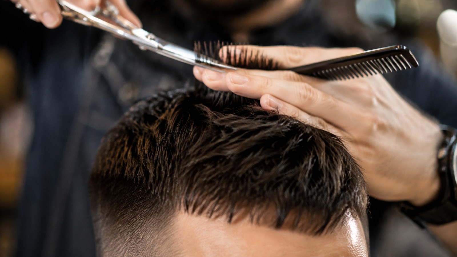 Point cutting removes weight and creates the jagged, piecey texture the crop depends on.