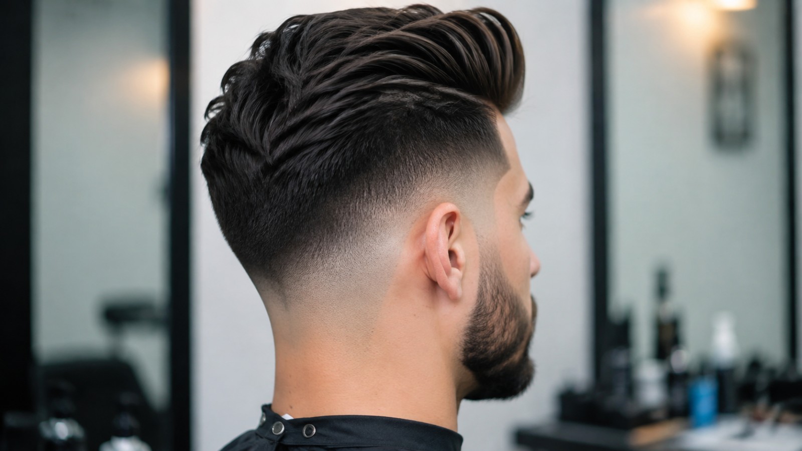 A skin fade keeps bulky sides under control and makes the volume on top look even bigger.